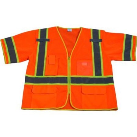 PETRA ROC INC Petra Roc Two Tone DOT Surveyors Vest, ANSI Class 3, Polyester Mesh, Orange, 2XL/3XL OVM3-CB1-2X/3X